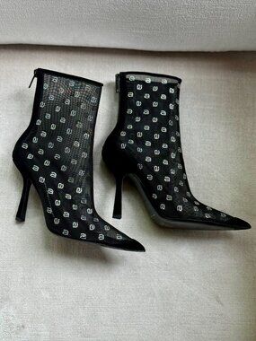 Alexander Wang Delphine 105 Crystal Boot , 37.5, Black, New/Never worn with box